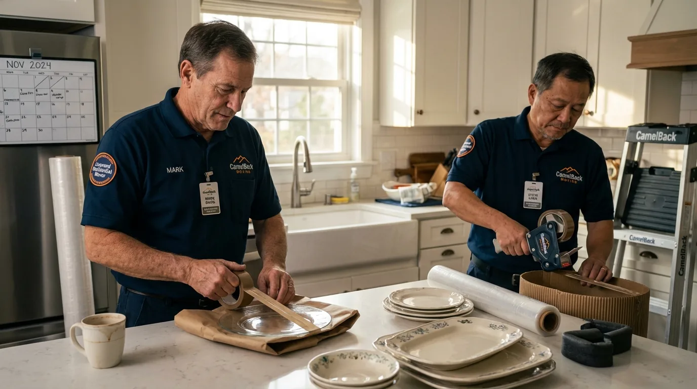 Professional crew packing kitchen dishware in Antwerp, OH